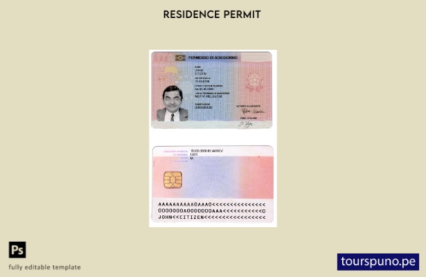 listo para imprimir plantilla de tarjeta de permiso de residencia en Italia (sog